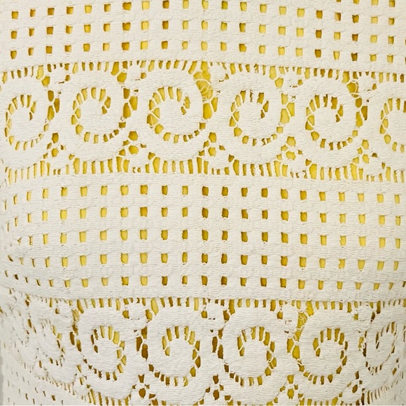 VINTAGE HENRY-LEE Crochet Lace Midi Dress in Ivory/Yellow - Picture 6 of 8